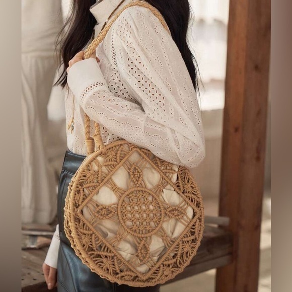 SHEIN Handbags - Shein NWT Hollow Out Circle Bag Neutral Color